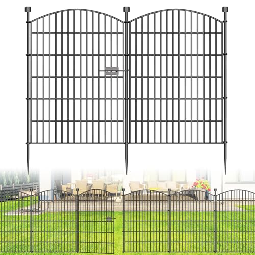 5 Panel No Dig Decorative Garden Fence with Gate 40" H x 11.8'L Dog Barrier (40 in(H) X 11.8 ft(L))