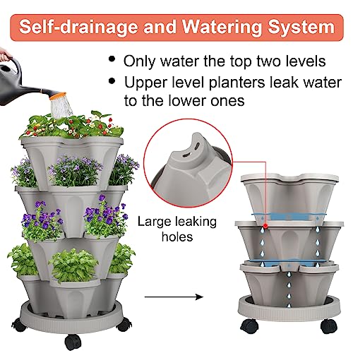 Vertical Planter Tower (Gray / 4 Tier)