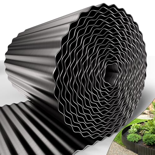 40FT x 8IN Flexible Corrugated Metal Garden Edging Roll (Black / 40FT × 8IN)