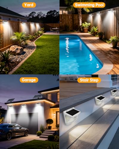 Solar Motion Sensor Lights Outdoor 120 LEDs (White / 6 Pack)