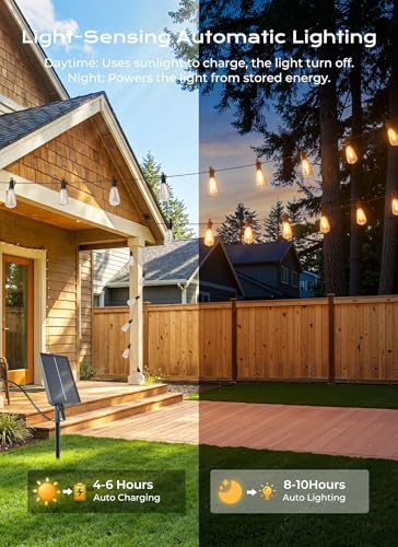 58FT Solar String Lights Outdoor Waterproof (58FT(25 Sockets))