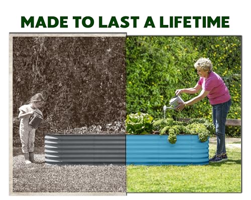 9-in-1 Galvanized Steel Raised Garden Bed // 8×2×1.5 ft Modular Planter for Gardening, Vegetables, Flowers // 18" Tall Metal Raised Garden Beds Outdoor (Teal) // Patented Design Planter Box (Teal / 8x2x1.5 ft)