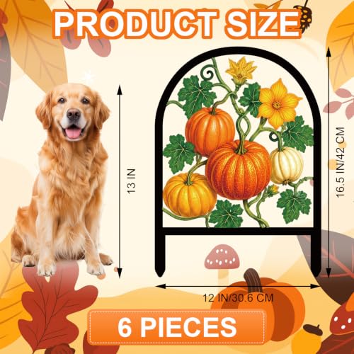 6 Pack Fall Pumpkin Decorative Garden Fence (Pumpkin)