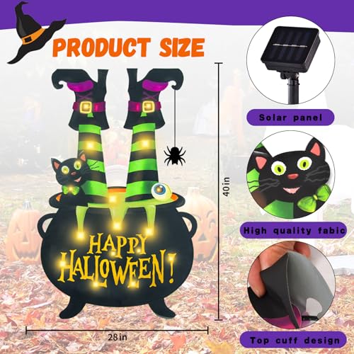 Halloween Lighted Garden Flag (Warm White Witch Feet / 28x40 Inch)