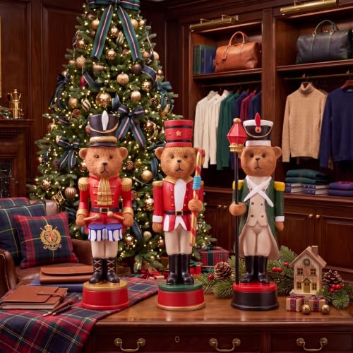 3 Pcs Vintage Christmas Nutcracker 5 in Bear Nutcracker Figurine (5 Inch / Royal Guard Bear)