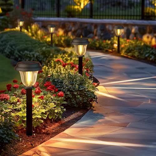 8 Pack Solar Lights Outdoor (8 Pack Brownish-Black)