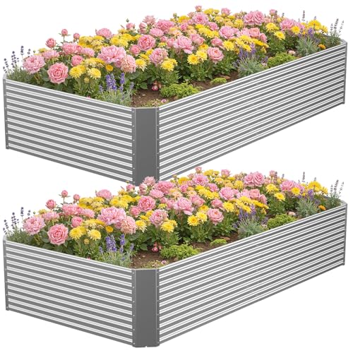 2 Pcs 8 x 4 x 1.4 FT Galvanized Steel Raised Garden Bed (8 x 4 x 1.4 FT)
