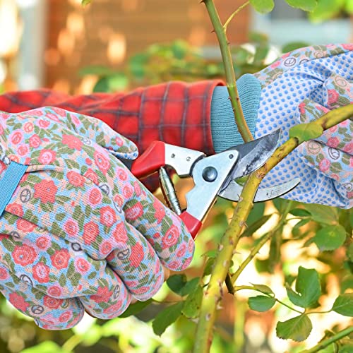 Floral Gardening Gloves for Women (2 Pairs - Light Green Flowers)