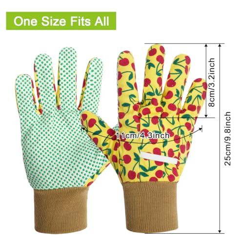 Floral Gardening Gloves for Women (2 Pairs - Yellow + Dark Colors Flowers)