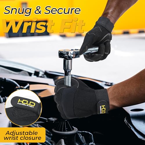 Work Gloves for Men & Women (Deep Black (1 Pair) / X-Large)