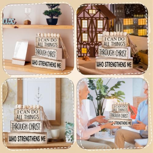 4 Pcs Christian Table Decor for Home (I Can Do All Things Through Christ)