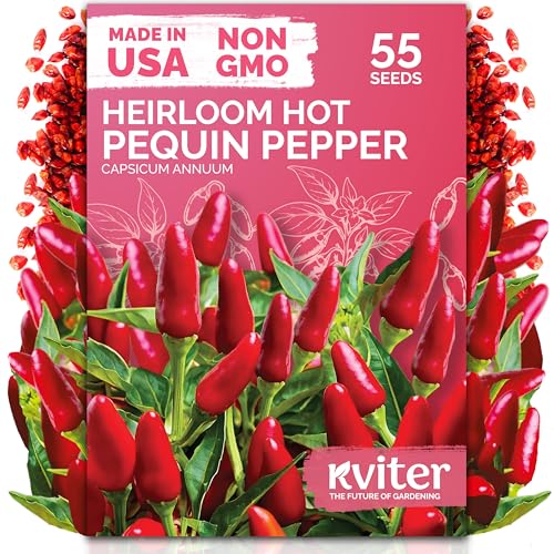 55 Hot Pequin Pepper Heirloom Vegetable Seeds for Planting