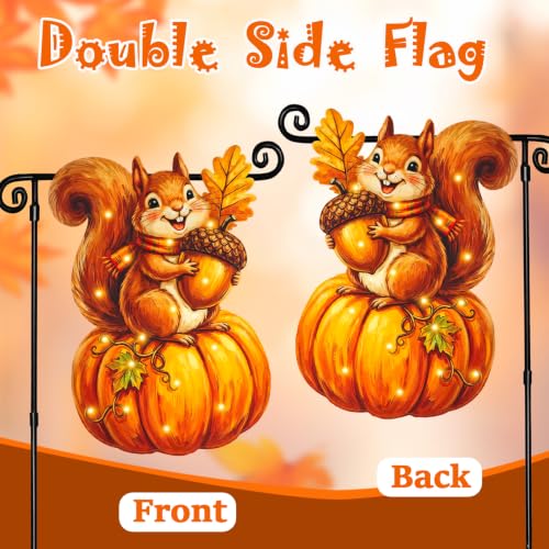 Thanksgiving Garden Flag (Squirrel / 12x18 Inch)