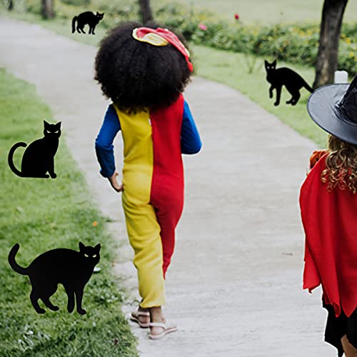 6 Pack Halloween Black Cat Yard Signs with Stakes Scary Silhouette Halloween Decorations for Outdoor Yard Lawn Garden Halloween Decor (Cat)
