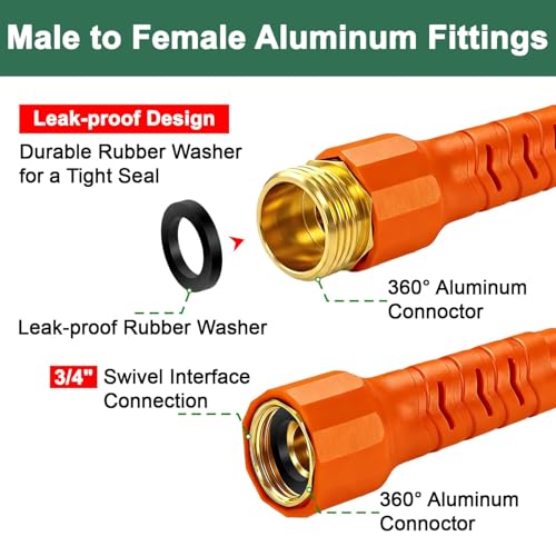 Flexible Garden Hose 50 Ft (OrangeBlack / 50 Ft)