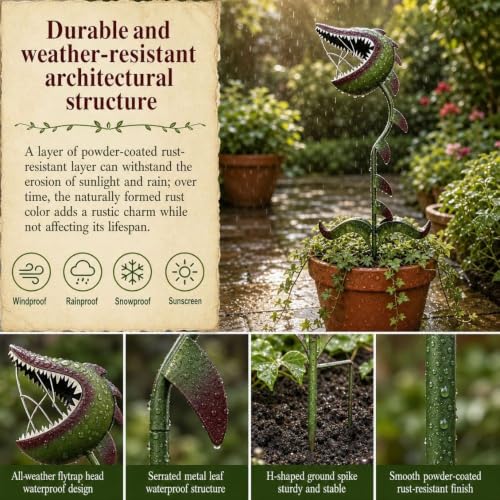 2026 Whimsical Metal Carnivorous Plant Garden Stake (21 IN)