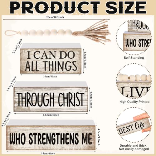4 Pcs Christian Table Decor for Home (I Can Do All Things Through Christ)