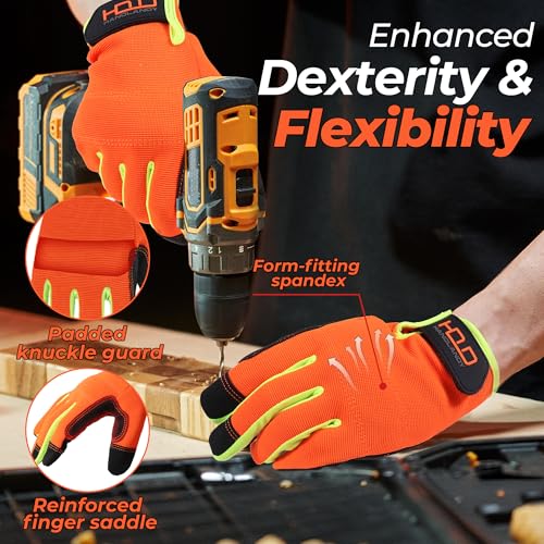 Work Gloves for Men & Women (Orange Black (1 Pair) / X-Large)