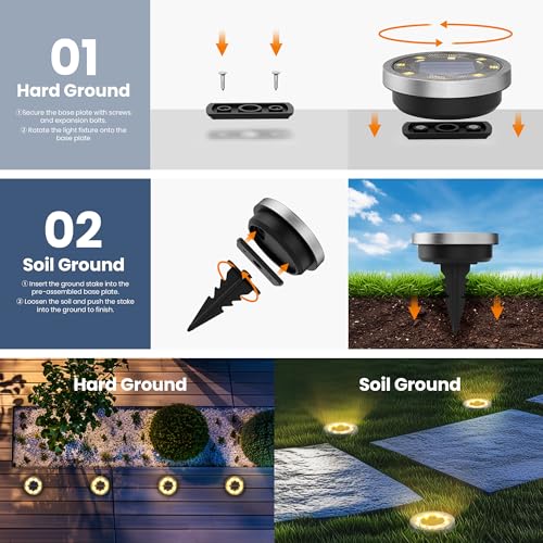 16 Pack Solar Ground Lights Outdoor (16 Pack / Warm White)
