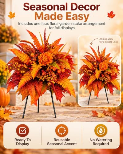 Autumn Harvest Floral Garden Stake Arrangement (2pcs#)