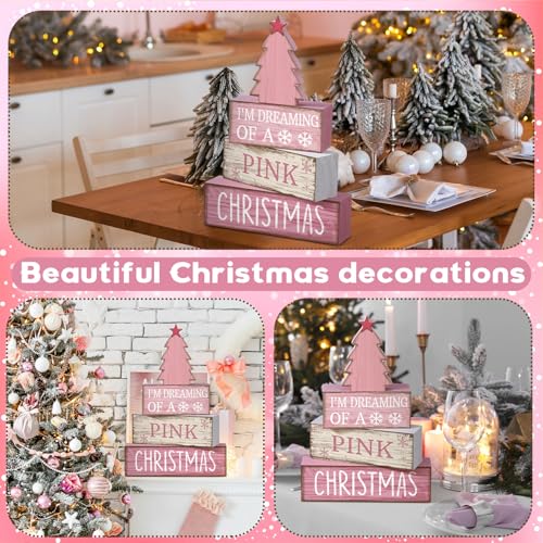 4 Pcs Pink Christmas Table Decor (Pink Christmas Tree)