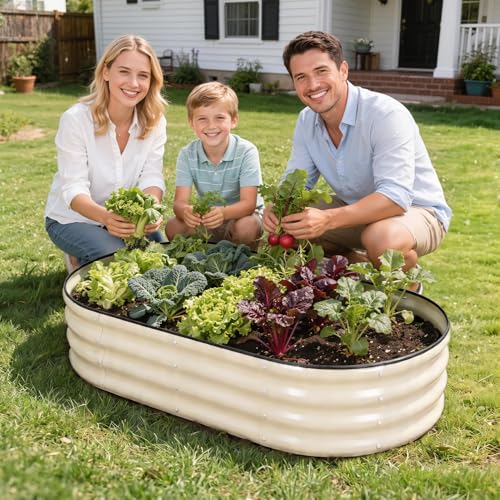 Galvanized Raised Garden Bed Outdoor (White / 4×2×1ft（4pcs）)