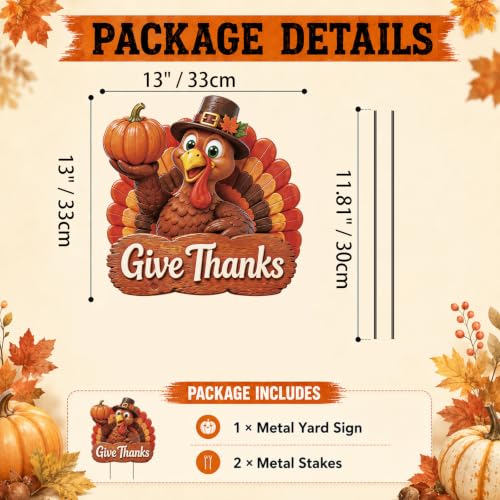 Metal Thanksgiving Yard Sign Fall Decor Outdoor Turkey Garden Stakes (Thanksgiving Turkey)