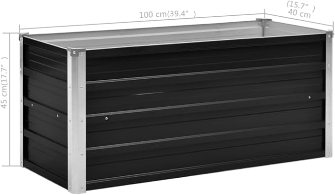 Garden Raised Bed Anthracite 39.4"x15.7"x17.7" Galvanized Steel,Raised Garden Bed,Outdoor Planters for Flower Herb Garden