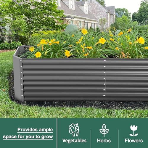 8×4×2 ft Galvanized Raised Garden Bed Kit (8×4×2ft（Rectangular） / 3-grey)