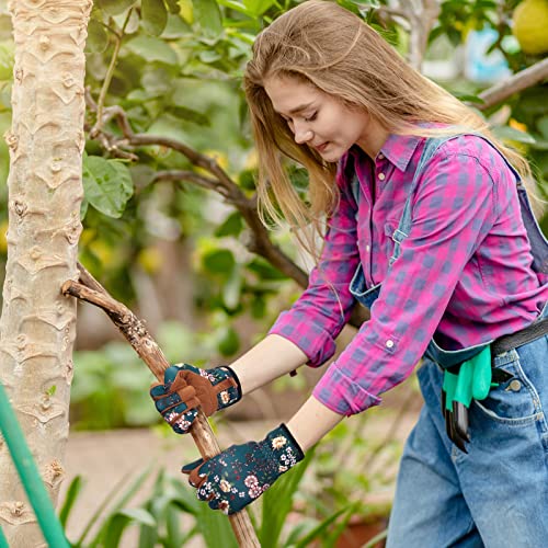 Gardening Gloves for Women (Brown+green)