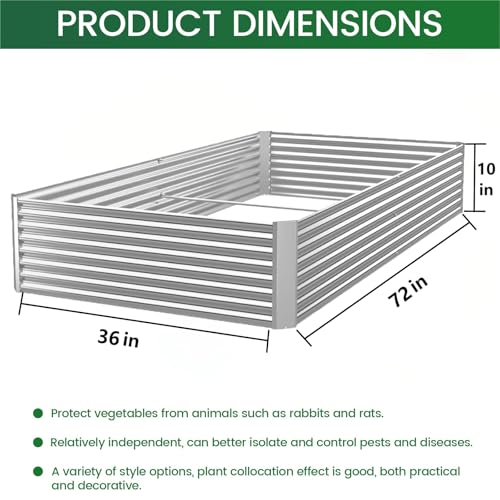 3pcs 6x3ft Galvanized Raised Garden Bed Outdoor (6 x 3 ft)