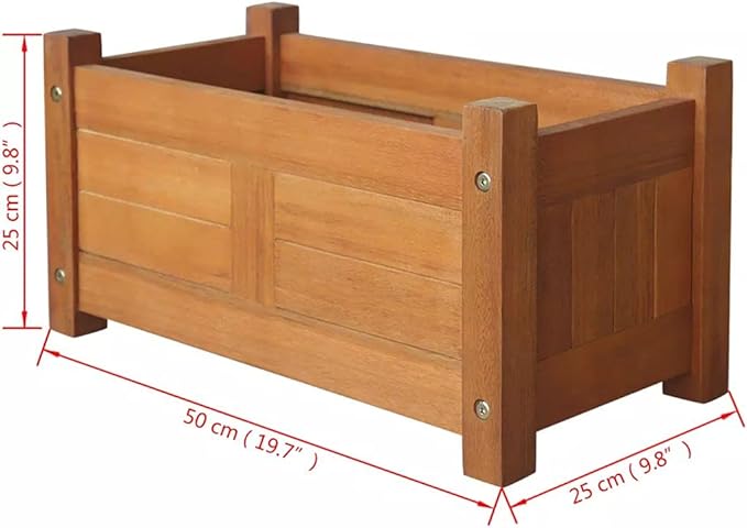 Outdoor Garden Raised Planter Box, Backyard Patio Planter Raised Beds for Flowers, Herbs, Fruits Garden Raised Bed Acacia Wood 19.7"x9.8"x9.8" [Lightning Shipping]
