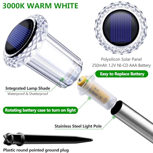 10 Pack Solar Pathway Lights Outdoor Waterproof Warm White LED (Warm 10Pack)