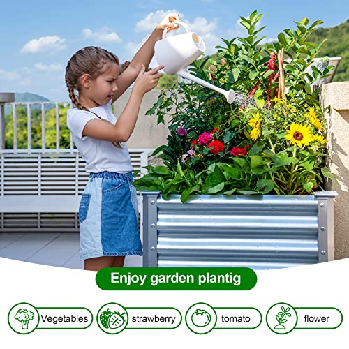 Galvanized Raised Garden Bed with Legs (Silver / 48×24×32in)