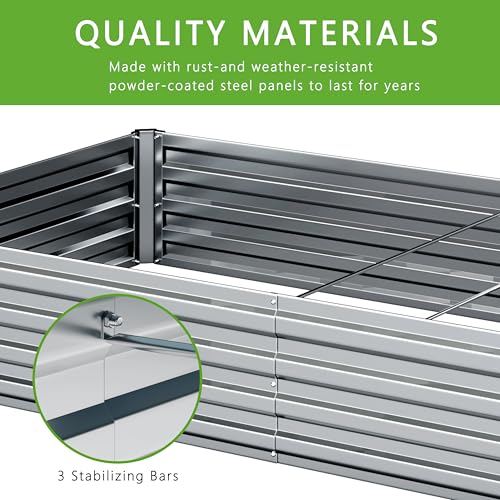 2PCS 8x4x1FT Galvanized Raised Garden Bed Kit (Silver / 8x4x1(2PCS))