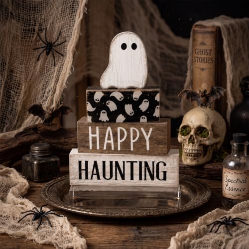4 Pcs Halloween Table Decor for Home (Happy Haunting)