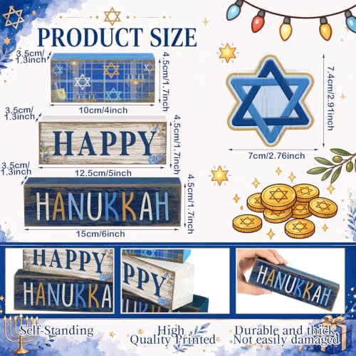 4 Pcs Hanukkah Table Decorations for Home (Happy Hanukkah)