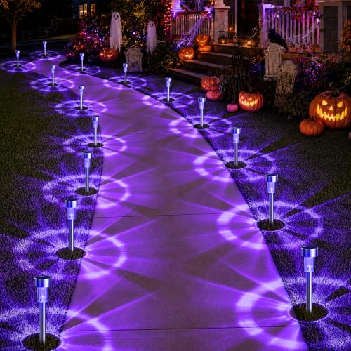 Solar Halloween Lights Outdoor Waterproof 12 (Purple / 12 pack)