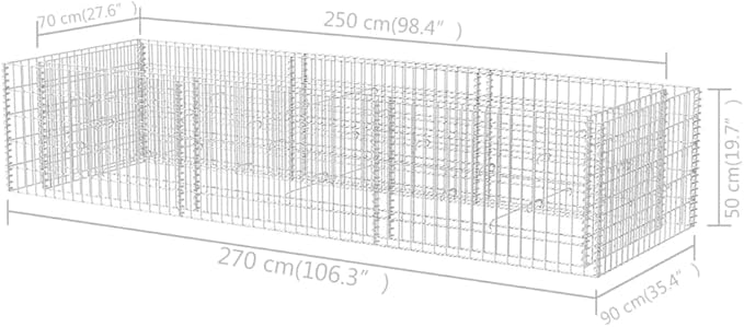 Gabion Raised Bed Steel 106.3"x35.4"x19.7",Raised Garden Bed,Outdoor Planters for Flower Herb Garden