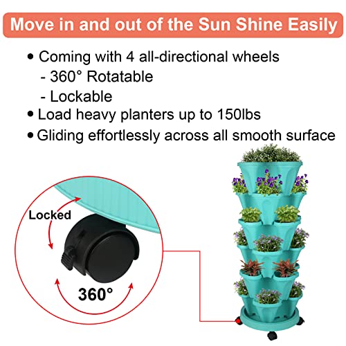 Vertical Planter Tower (Teal / 6 Tier)