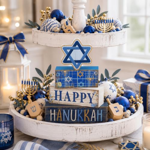 4 Pcs Hanukkah Table Decorations for Home (Happy Hanukkah)