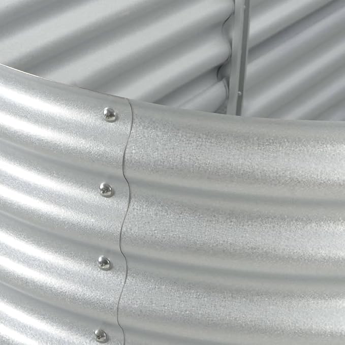 Garden Raised Bed 94.5"x31.5"x17.3" Galvanized Steel Silver,Raised Garden Bed,Outdoor Planters for Flower Herb Garden