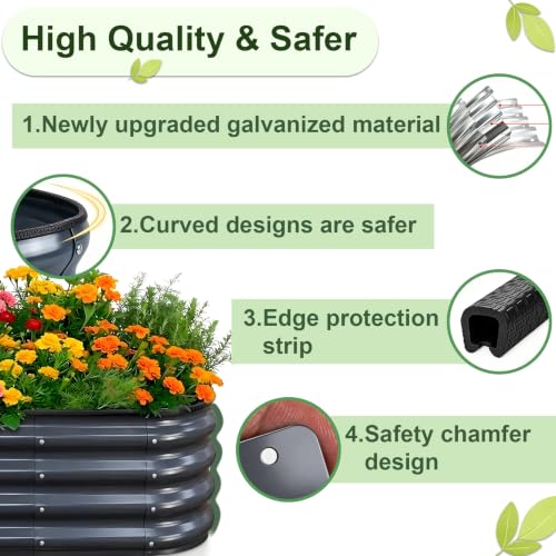 Galvanized Raised Garden Bed Outdoor 4x2x1 ft 2 Pack Oval Gray (Gray 2 Pcs / 4 x 2 x 1 ft)