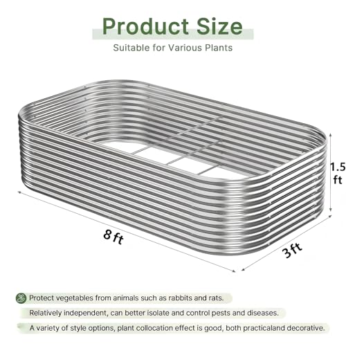 2 Pack Tall 8ft Galvanized Raised Garden Bed Outdoor (8x3ft)