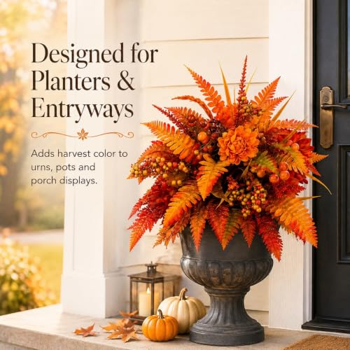 2 Pack Fall Artificial Flowers for Outdoors