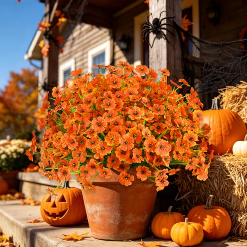 24PCS Artificial Fall Flowers for Outdoors (Orange / 24PCS)