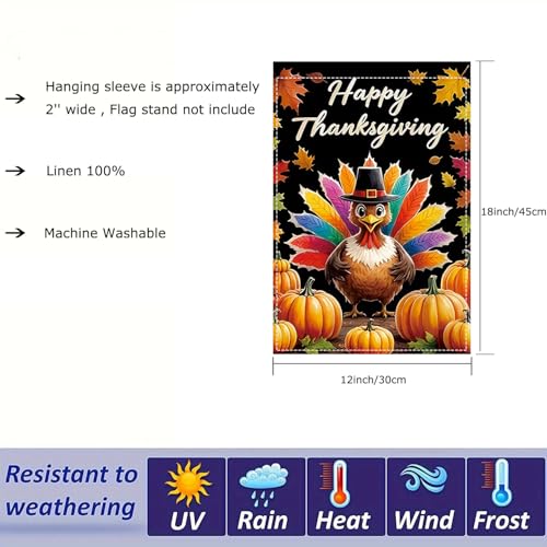 Happy Thanksgiving Turkey Garden Flag 12 x 18 inch Double Sided Outside decorations (G051)