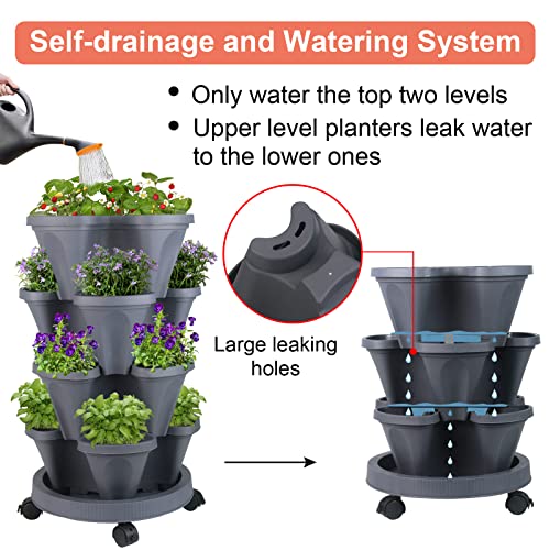 Vertical Planter Tower (Dark Gray / 4 Tier)