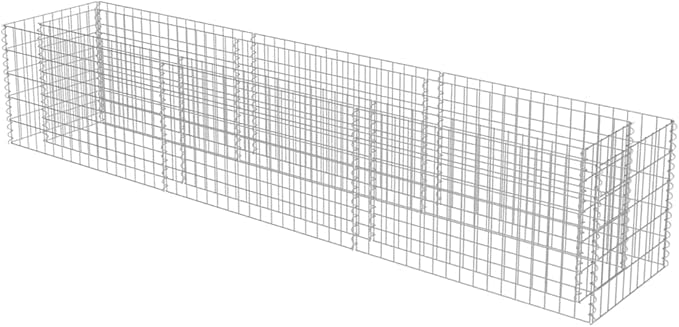 Gabion Raised Bed, Silver Galvanized Steel, Large Durable Outdoor Planter Box, 369 Gallon Capacity, Rectangular Garden Bed for Landscaping