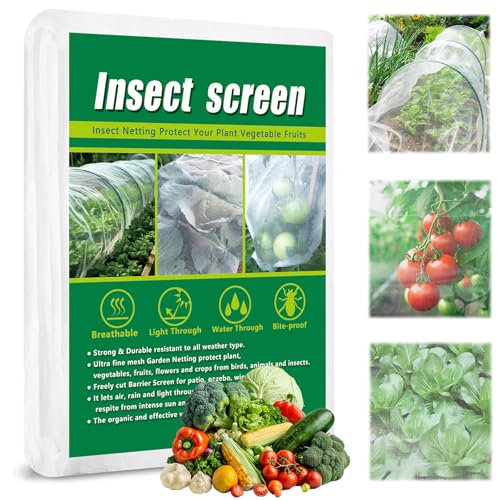 10 X 50 FT Breathable Garden Mesh Netting Pest Barrier for Raised Beds (White Netting / 10x50ft)
